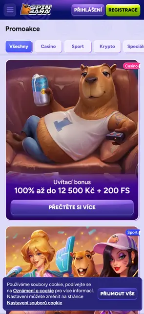 Přehled promoakcí s uvítacím bonusem v mobilní verzi Spinbara