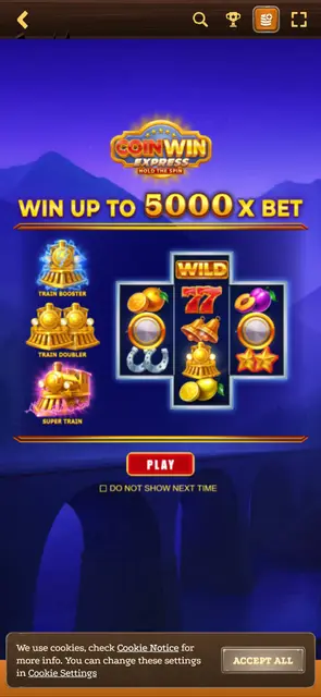 Lizaro: úvodní obrazovka automatu Coin Win Express